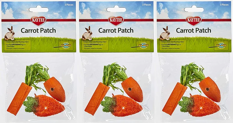 Kaytee 3 unidades de juguete para masticar, variedad de parches de zanahoria