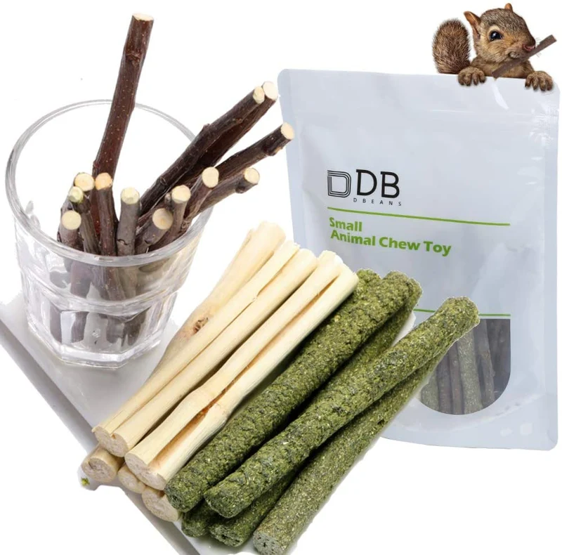 Dbeans Flourithing 3 tipos de juguetes combinados para masticar palos molar dulce de bambú de manzana rama Timothy hierba para mascotas Chinchilla ardilla gerbil hámster ardilla cobayas