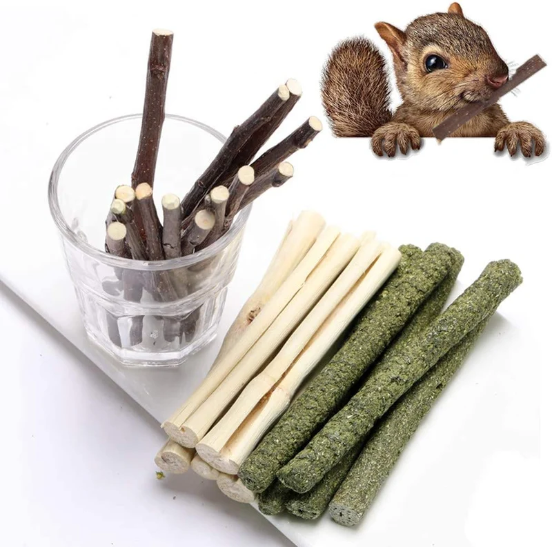 Dbeans Flourithing 3 tipos de juguetes combinados para masticar palos molar dulce de bambú de manzana rama Timothy hierba para mascotas Chinchilla ardilla gerbil hámster ardilla cobayas