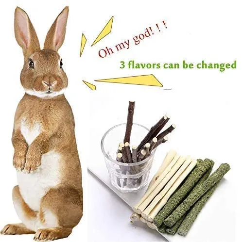 Dbeans Flourithing 3 tipos de juguetes combinados para masticar palos molar dulce de bambú de manzana rama Timothy hierba para mascotas Chinchilla ardilla gerbil hámster ardilla cobayas