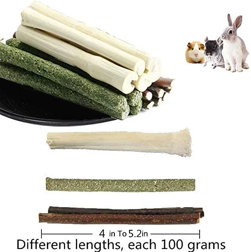 Dbeans Flourithing 3 tipos de juguetes combinados para masticar palos molar dulce de bambú de manzana rama Timothy hierba para mascotas Chinchilla ardilla gerbil hámster ardilla cobayas