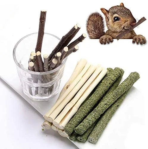 Dbeans Flourithing 3 tipos de juguetes combinados para masticar palos molar dulce de bambú de manzana rama Timothy hierba para mascotas Chinchilla ardilla gerbil hámster ardilla cobayas