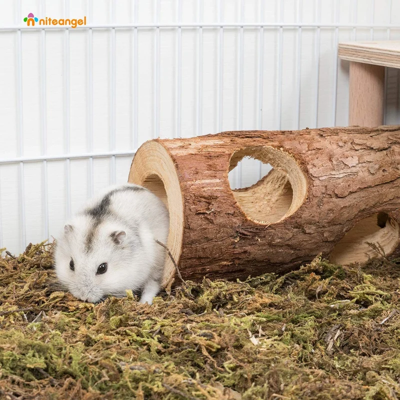 Niteangel Natural Wooden Hamster Mouse Tunnel Tube Toy Forest Hollow Tree Trunk