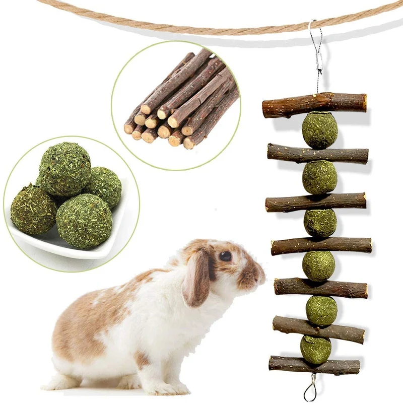 Juguetes para masticar los dientes, palitos de manzana orgánicas naturales para conejos, chinchillas, cobayas, hámsters masticando jugando mejorar la salud dental