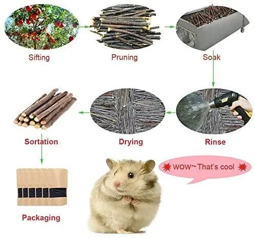 8.82 oz y 17.64 oz Natural Manzana Palitos Pequeños Animales Molar Wood Treats Juguetes Chinchilla Guinea Pig Hámster Conejo Gerbil Loro Conejo Conejo y Animales Pequeños Juguetes Masticables Juguetes