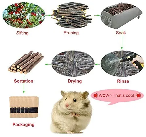 Sharllen palitos de manzana para masticar mascotas, conejos, chinchilla y cobayas