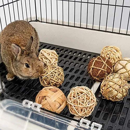 andwe - Pelotas de juguete para masticar juguetes para conejos, cobayas, conejos, conejos, chinchilla, conejito Degus, accesorios de entretenimiento para mascotas