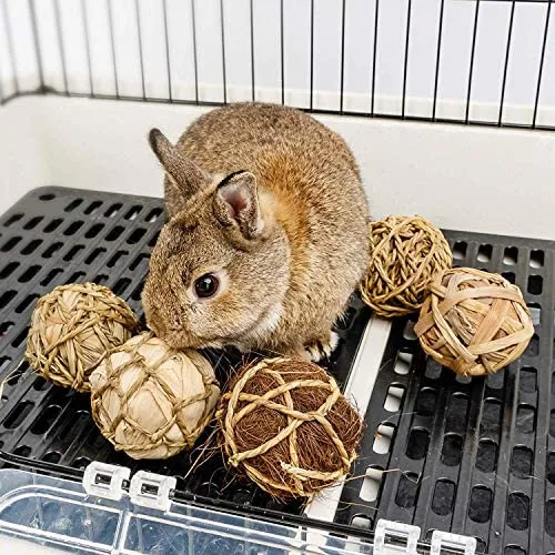 andwe - Pelotas de juguete para masticar juguetes para conejos, cobayas, conejos, conejos, chinchilla, conejito Degus, accesorios de entretenimiento para mascotas