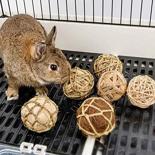 andwe - Pelotas de juguete para masticar juguetes para conejos, cobayas, conejos, conejos, chinchilla, conejito Degus, accesorios de entretenimiento para mascotas
