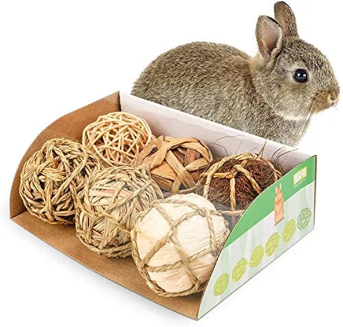 andwe - Pelotas de juguete para masticar juguetes para conejos, cobayas, conejos, conejos, chinchilla, conejito Degus, accesorios de entretenimiento para mascotas