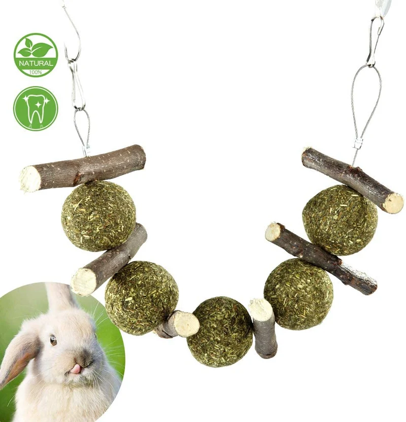 PETLAOO Conejo Masticar Juguetes para Dientes, Mejorar la Salud Odontológica – Bastones de manzana 100% naturales – Hecho a mano, adecuado para conejos, chinchillas, cobayas, hámsteres, masticar/jugar