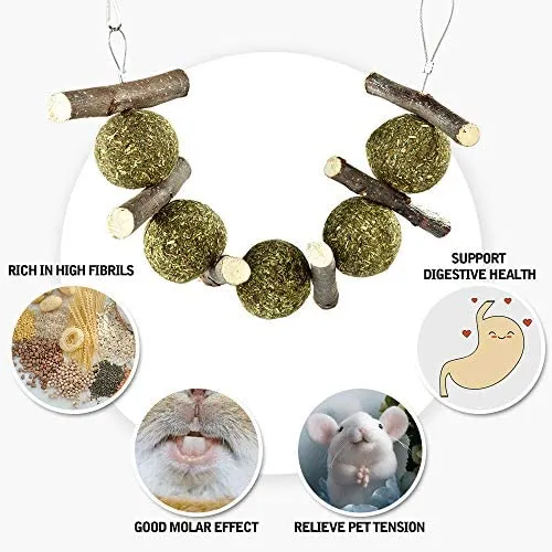 PETLAOO Conejo Masticar Juguetes para Dientes, Mejorar la Salud Odontológica – Bastones de manzana 100% naturales – Hecho a mano, adecuado para conejos, chinchillas, cobayas, hámsteres, masticar/jugar