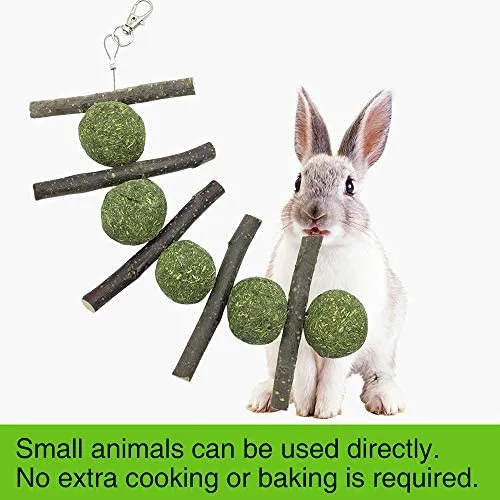 PETLAOO Conejo Masticar Juguetes para Dientes, Mejorar la Salud Odontológica – Bastones de manzana 100% naturales – Hecho a mano, adecuado para conejos, chinchillas, cobayas, hámsteres, masticar/jugar