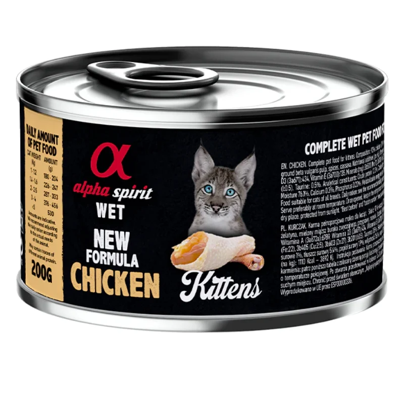 ALPHA SPIRIT GATITOS HUMEDO LATA POLLO 6X200 GR