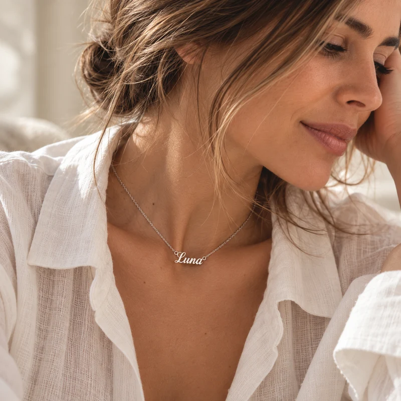 Collar de Oro 9K y Oro 18K con Nombre Grabado