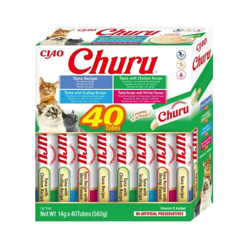 Churu CAT Variedades de Atún Pack Ahorro | Snack Líquido para Gatos