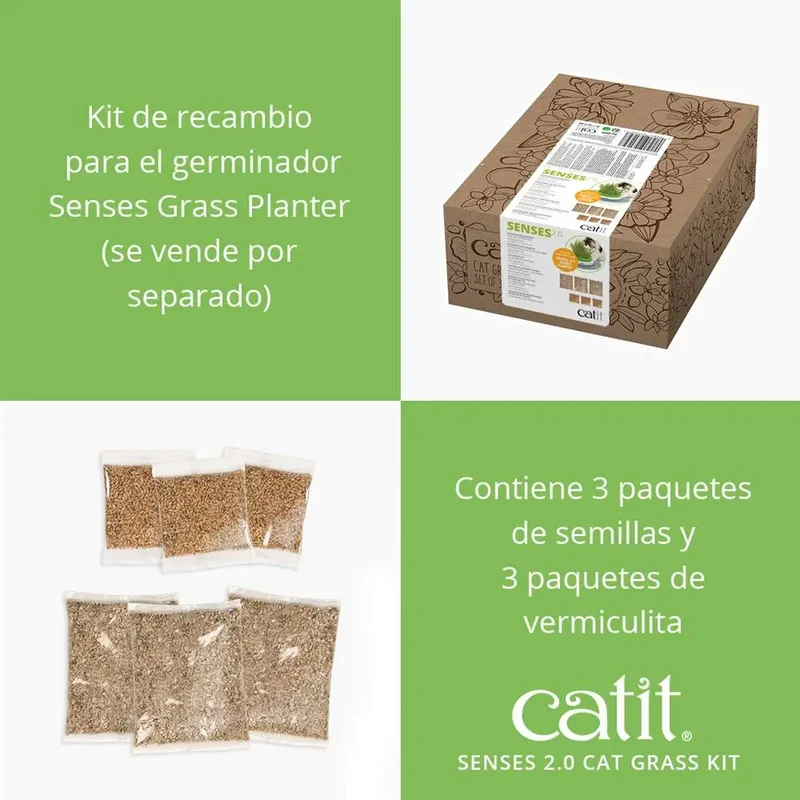 Catit Senses 2.0 Cat Grass Kit 3Pc Recarga