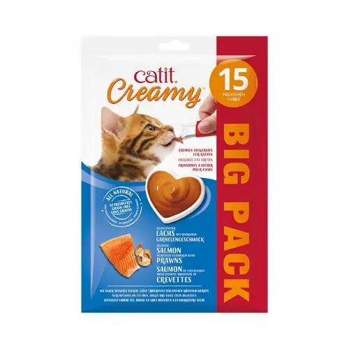 Catit Creamy Salmón y Gambas Pack 15X10 g