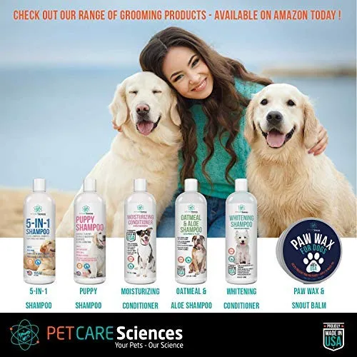 Pet Care Sciences Champú, champú y acondicionador para perros y cachorros de forma natural, fórmula 5 en 1 con coco, aloe y avena, champú para perros sin desgarros para pieles sensibles, fabricado en Estados Unidos