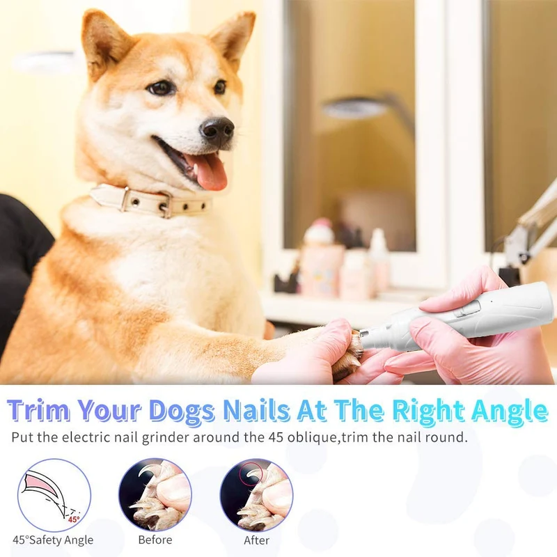Molinillo de uñas eléctrico para mascotas, recargable, profesional, sin dolor, 2 velocidades, para perros pequeños, medianos y grandes