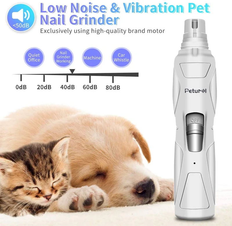 Molinillo de uñas eléctrico para mascotas, recargable, profesional, sin dolor, 2 velocidades, para perros pequeños, medianos y grandes