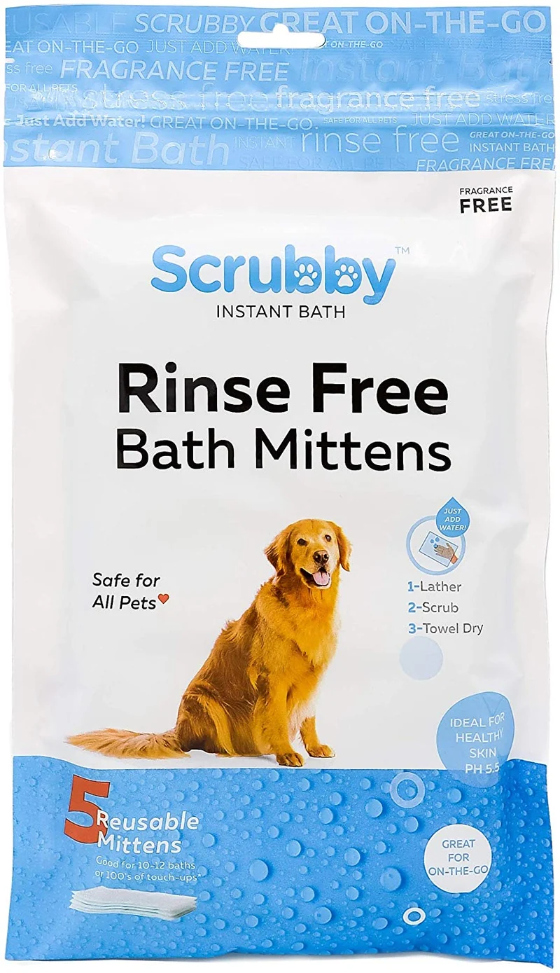Toallitas para mascotas ScrubbyPet sin enjuague: usa el baño para mascotas, el aseo para mascotas y el lavado de mascotas, fácil de usar, solo para limpiar, secar. Excelente piel sensible. Las toallitas ideales para bañar a tu mascota, perro o gato.