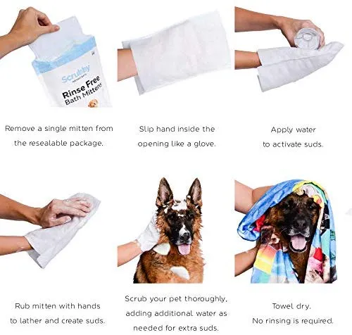 Toallitas para mascotas ScrubbyPet sin enjuague: usa el baño para mascotas, el aseo para mascotas y el lavado de mascotas, fácil de usar, solo para limpiar, secar. Excelente piel sensible. Las toallitas ideales para bañar a tu mascota, perro o gato.