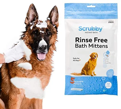 Toallitas para mascotas ScrubbyPet sin enjuague: usa el baño para mascotas, el aseo para mascotas y el lavado de mascotas, fácil de usar, solo para limpiar, secar. Excelente piel sensible. Las toallitas ideales para bañar a tu mascota, perro o gato.