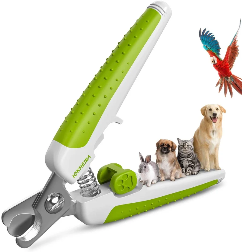 Cortaúñas para perros IOKHEIRA profesional con protector de seguridad para evitar sobrecortes, lima de uñas y interruptor de bloqueo, herramientas profesionales de aseo con asas resistentes antideslizantes