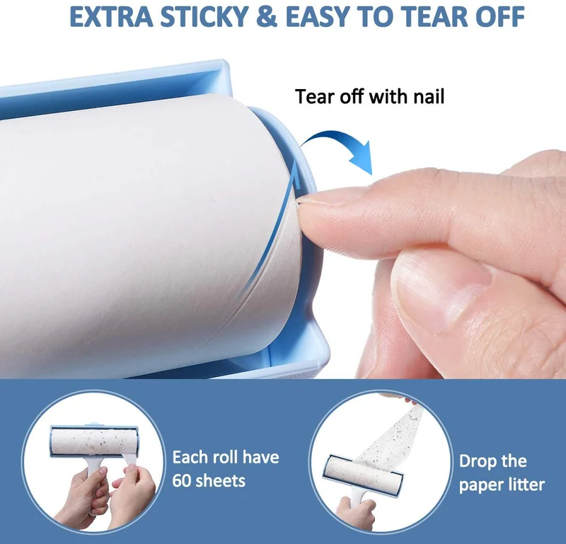 FOCUSPET Lint Roller for Pet Hair, Extra Large Hair Remover for Furniture, Clothes, Laundry Extra Sticky Supersize 6.3 inches Lint Removal Total 240 Sheets (1 Lint Roller + 3 Refills)