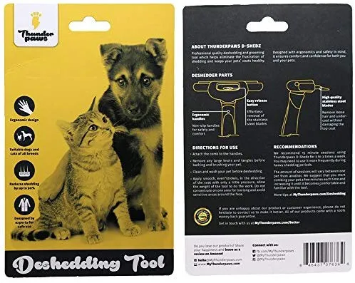 Herramienta para descamaciones profesional y aseo de mascotas, cepillo, D-shedz para razas de perros, gatos con pelo corto o largo, pequeño, mediano y grande, de la marca Thunderpaws