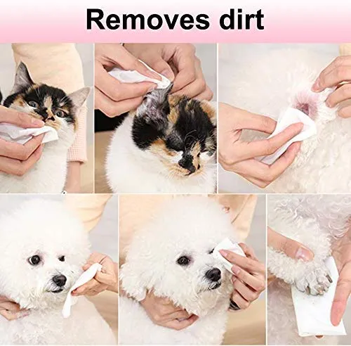 Toallitas desodorizantes hipoalergénicas para mascotas con fragancia, orgánicas naturales y antibacterianas para la limpieza de los ojos de la cara, las orejas, las patas de los dientes, 100 unidades por paquete