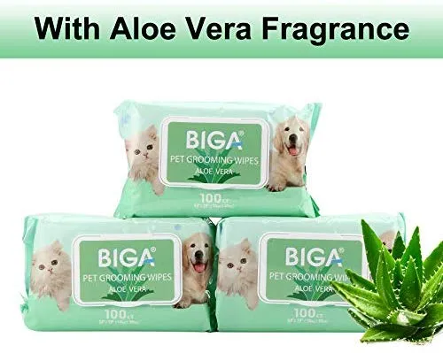 Toallitas desodorizantes hipoalergénicas para mascotas con fragancia, orgánicas naturales y antibacterianas para la limpieza de los ojos de la cara, las orejas, las patas de los dientes, 100 unidades por paquete