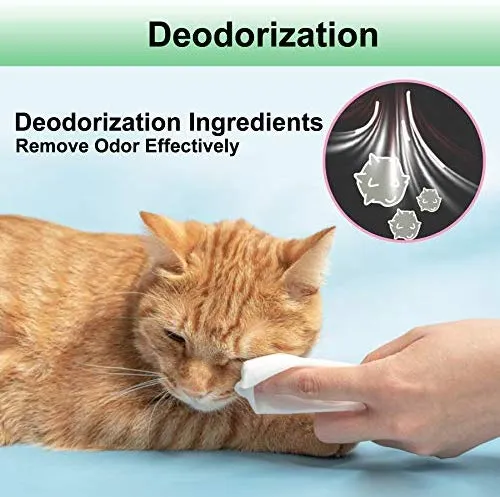 Toallitas desodorizantes hipoalergénicas para mascotas con fragancia, orgánicas naturales y antibacterianas para la limpieza de los ojos de la cara, las orejas, las patas de los dientes, 100 unidades por paquete