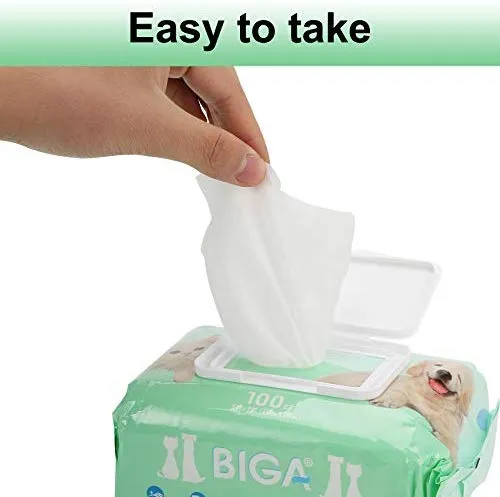 Toallitas desodorizantes hipoalergénicas para mascotas con fragancia, orgánicas naturales y antibacterianas para la limpieza de los ojos de la cara, las orejas, las patas de los dientes, 100 unidades por paquete