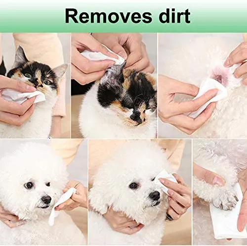 Toallitas desodorizantes hipoalergénicas para mascotas con fragancia, orgánicas naturales y antibacterianas para la limpieza de los ojos de la cara, las orejas, las patas de los dientes, 100 unidades por paquete