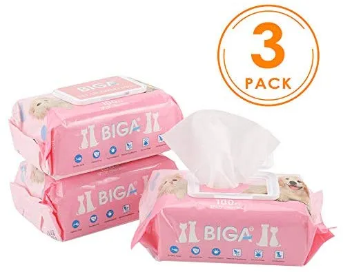 Toallitas desodorizantes hipoalergénicas para mascotas con fragancia, orgánicas naturales y antibacterianas para la limpieza de los ojos de la cara, las orejas, las patas de los dientes, 100 unidades por paquete