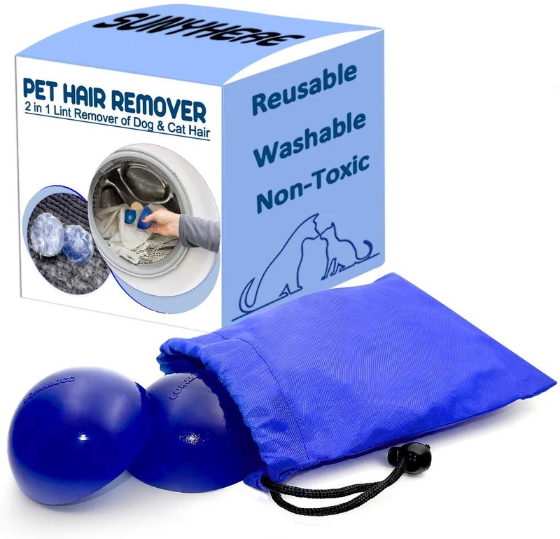 Removedor de pelo para ropa de mascotas, depilación para ropa de pelo limpiador para pelo de perro, pelo de gato y todas las mascotas. Elimina el pelo en secadora, limpiador de pelo lavable, herramienta de eliminación de pelusa adhesiva reutilizable (azul