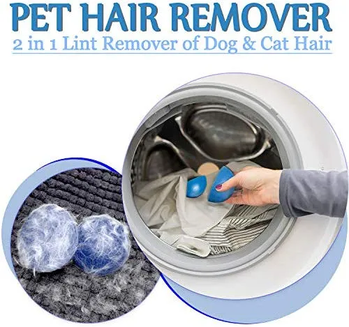 Removedor de pelo para ropa de mascotas, depilación para ropa de pelo limpiador para pelo de perro, pelo de gato y todas las mascotas. Elimina el pelo en secadora, limpiador de pelo lavable, herramienta de eliminación de pelusa adhesiva reutilizable (azul