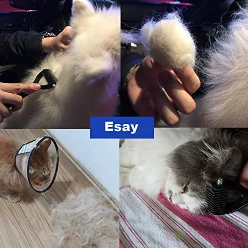 LUKACY Peine desengrasante, cepillo desengrasante para remover pelaje de perro, herramienta para rastrillo para gatos, pequeños caniches de pelo largo, gran cobertura, herramientas de aseo para mascotas en V de 2 lados