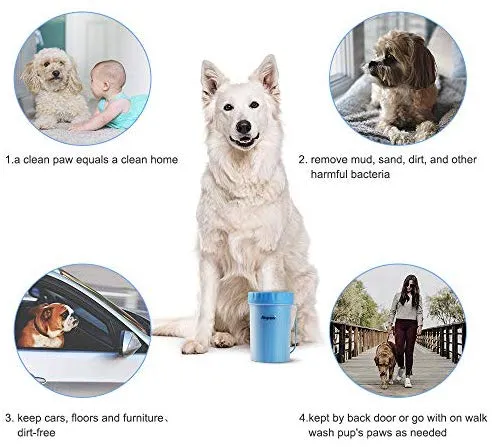 Limpiador de patas de perro Anipaw 2 en 1 de silicona con toalla, cepillo de limpieza para mascotas portátil, limpiador de pies para perros y gatos con patas de perro
