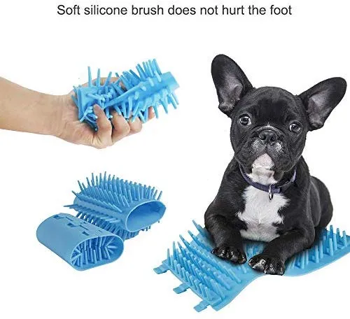 Limpiador de patas de perro Anipaw 2 en 1 de silicona con toalla, cepillo de limpieza para mascotas portátil, limpiador de pies para perros y gatos con patas de perro