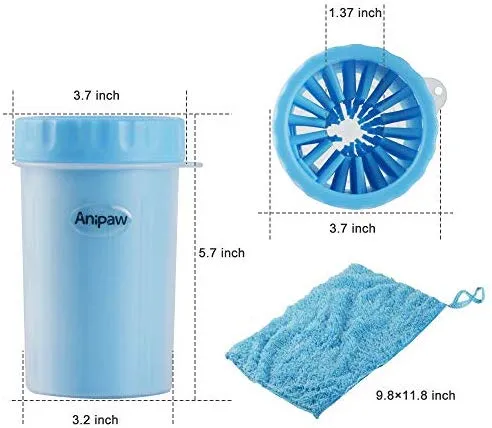 Limpiador de patas de perro Anipaw 2 en 1 de silicona con toalla, cepillo de limpieza para mascotas portátil, limpiador de pies para perros y gatos con patas de perro