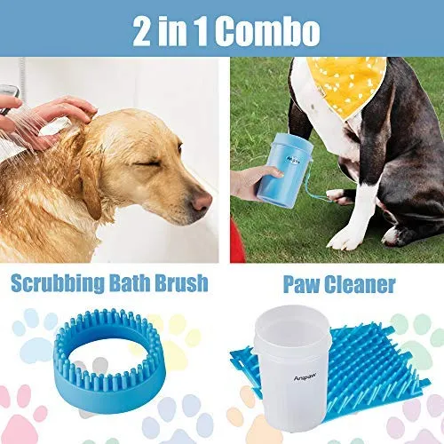 Limpiador de patas de perro Anipaw 2 en 1 de silicona con toalla, cepillo de limpieza para mascotas portátil, limpiador de pies para perros y gatos con patas de perro