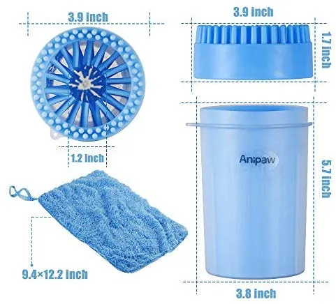 Limpiador de patas de perro Anipaw 2 en 1 de silicona con toalla, cepillo de limpieza para mascotas portátil, limpiador de pies para perros y gatos con patas de perro