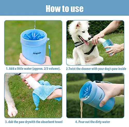 Limpiador de patas de perro Anipaw 2 en 1 de silicona con toalla, cepillo de limpieza para mascotas portátil, limpiador de pies para perros y gatos con patas de perro