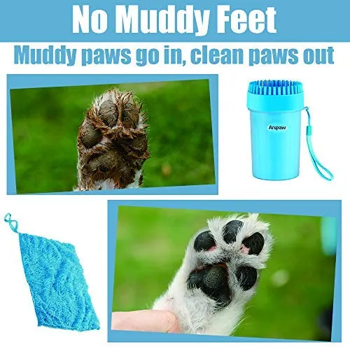 Limpiador de patas de perro Anipaw 2 en 1 de silicona con toalla, cepillo de limpieza para mascotas portátil, limpiador de pies para perros y gatos con patas de perro