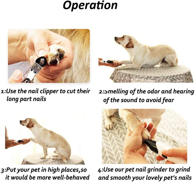 WOOFMEW Molinillo de uñas silencioso para perros, cortaúñas para mascotas, cortaúñas para perros, cortaúñas para perros, lima de uñas para perros