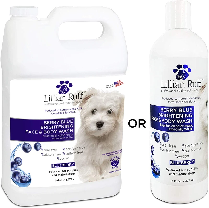 Lillian Ruff Berry Blue - Champú de arándanos para perros y gatos, elimina las manchas de rasgadura, hidrata la piel seca picazón, añade brillo y brillo a los abrigos, fabricado en Estados Unidos