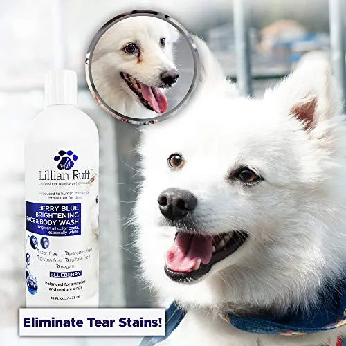 Lillian Ruff Berry Blue - Champú de arándanos para perros y gatos, elimina las manchas de rasgadura, hidrata la piel seca picazón, añade brillo y brillo a los abrigos, fabricado en Estados Unidos